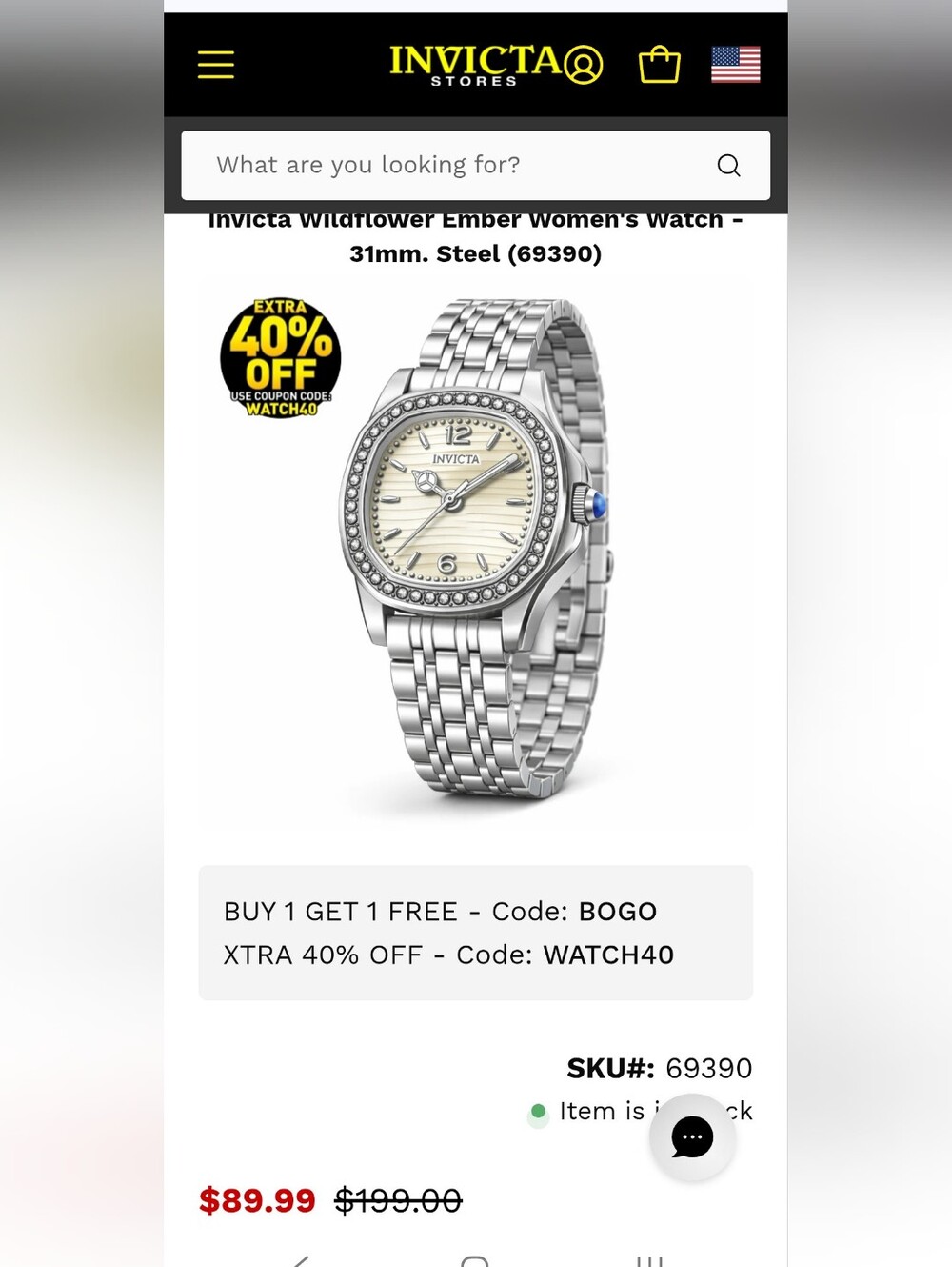 753.  Invicta Wildflower Ember Women's Watch - 31mm. Steel (69390) - Picture 7 of 7